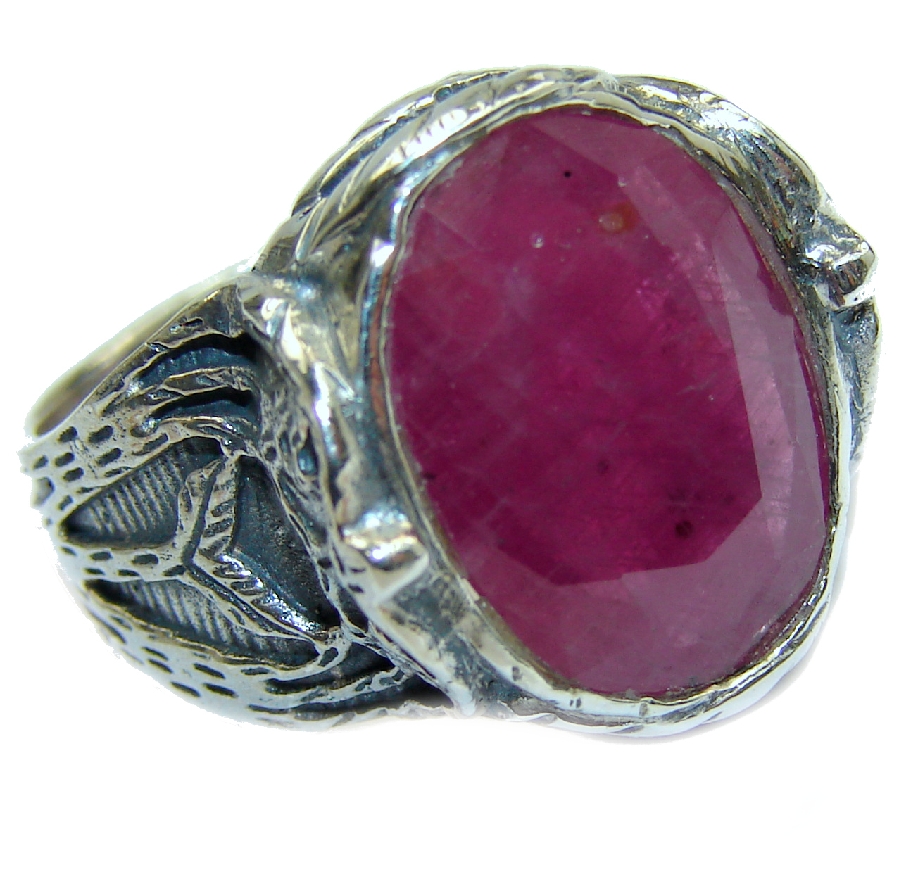 Vintage Design Genuine 25ct Ruby .925 Sterling Silver handmade Ring size 8