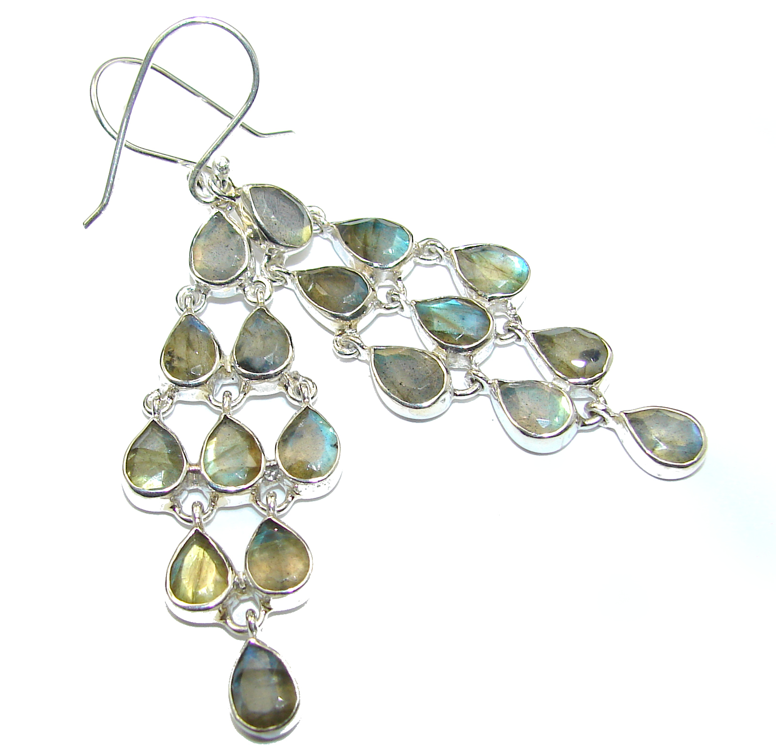 Perfect Fire Labradorite .925 Sterling Silver handmade earrings