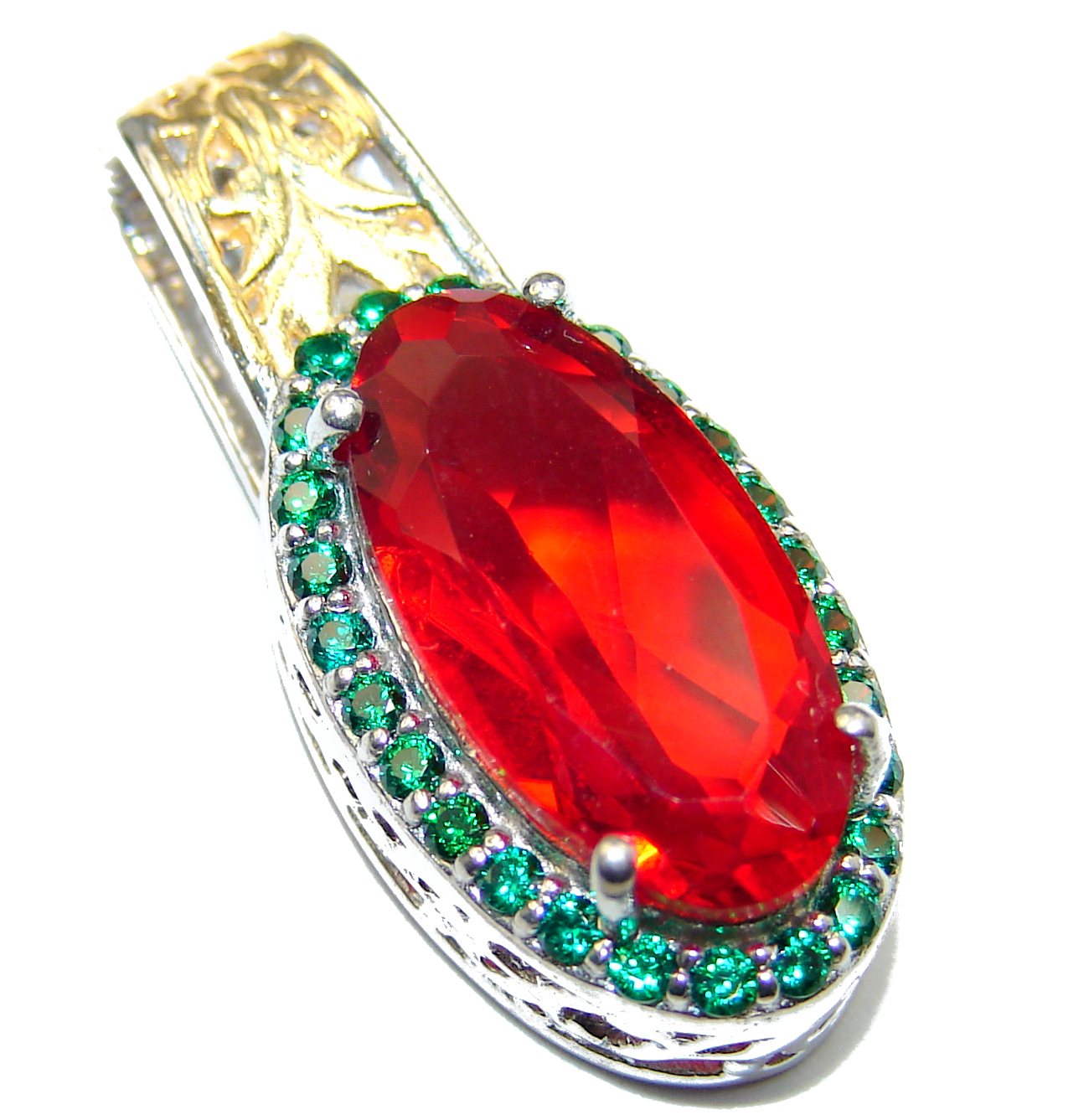 Volcanic Red Helenite .925 Sterling Silver handcrafted Pendant