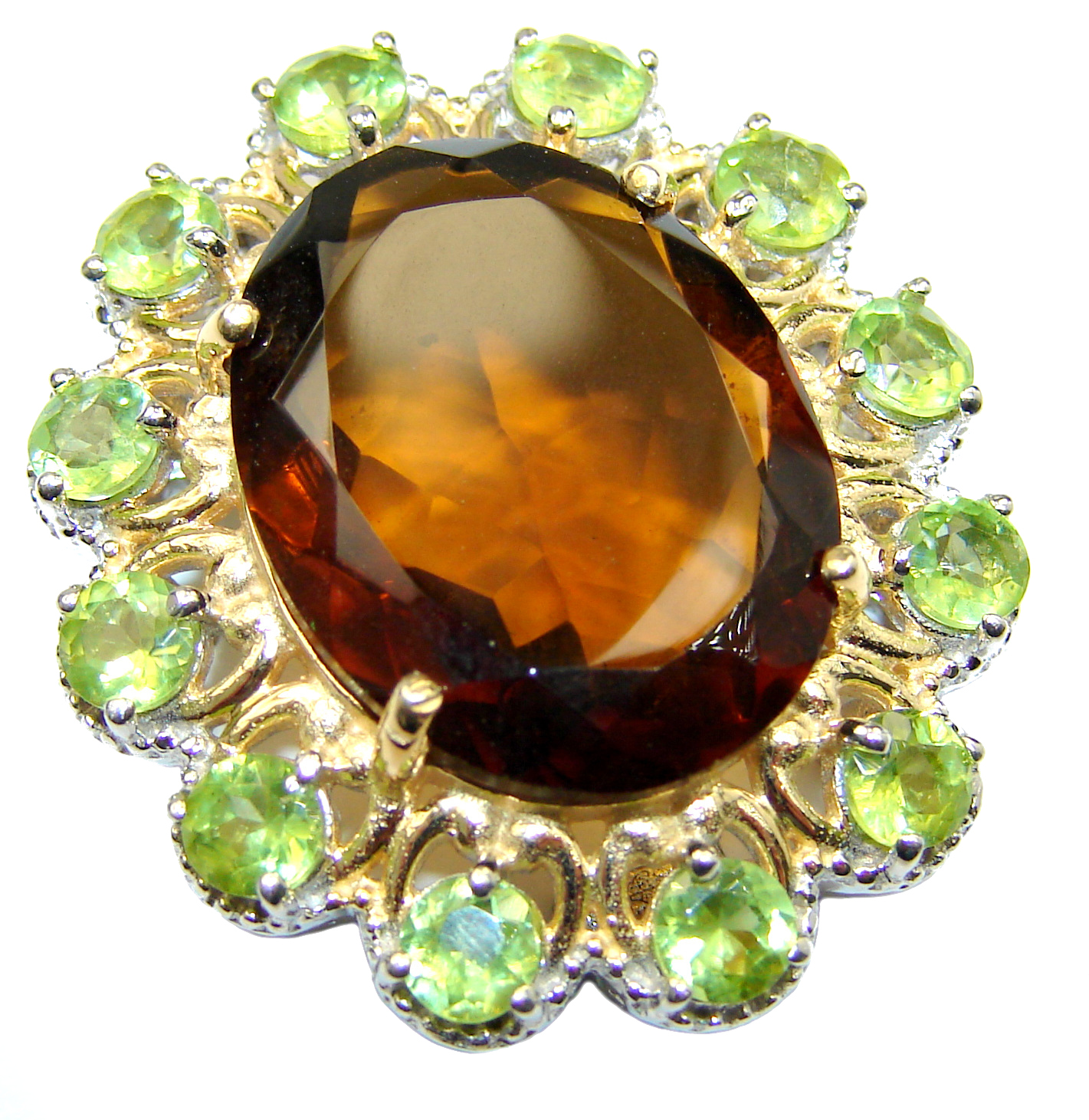 Vintage Design Beauty Smoky Topaz .925 Sterling Silver handmade Pendant