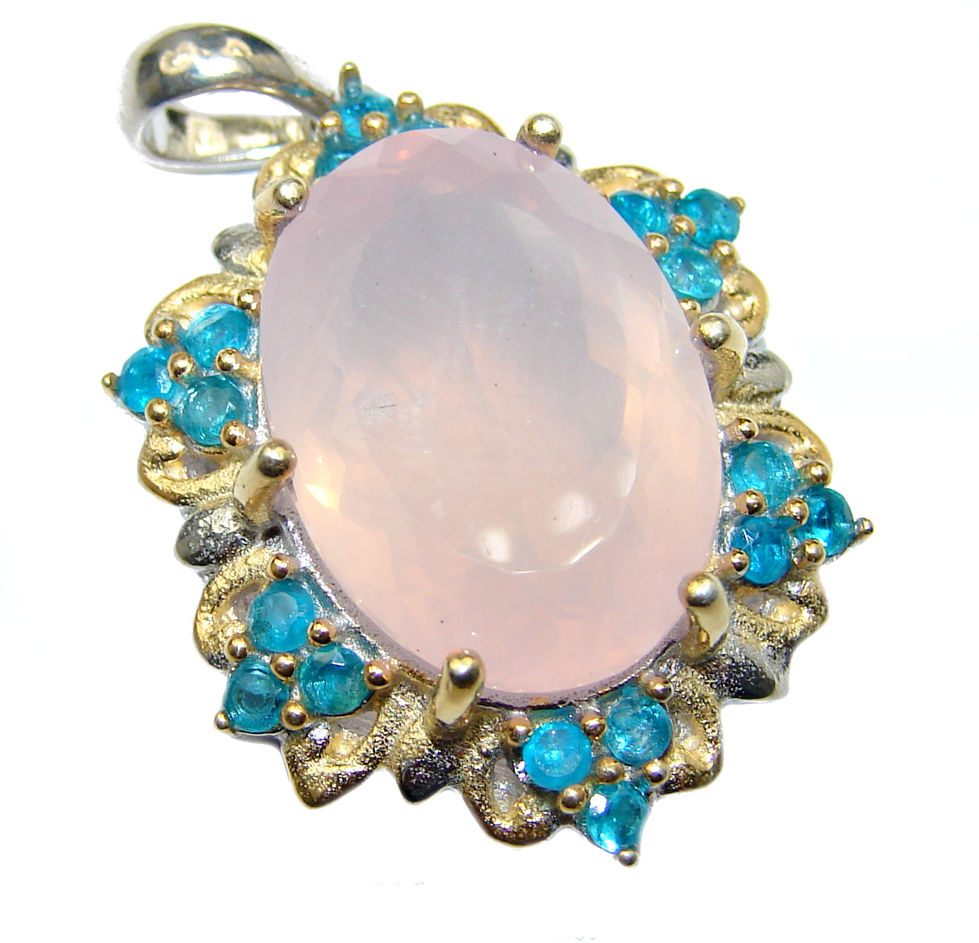 Pink Power 35ct Rose Quartz .925 Sterling Silver handcrafted Pendant