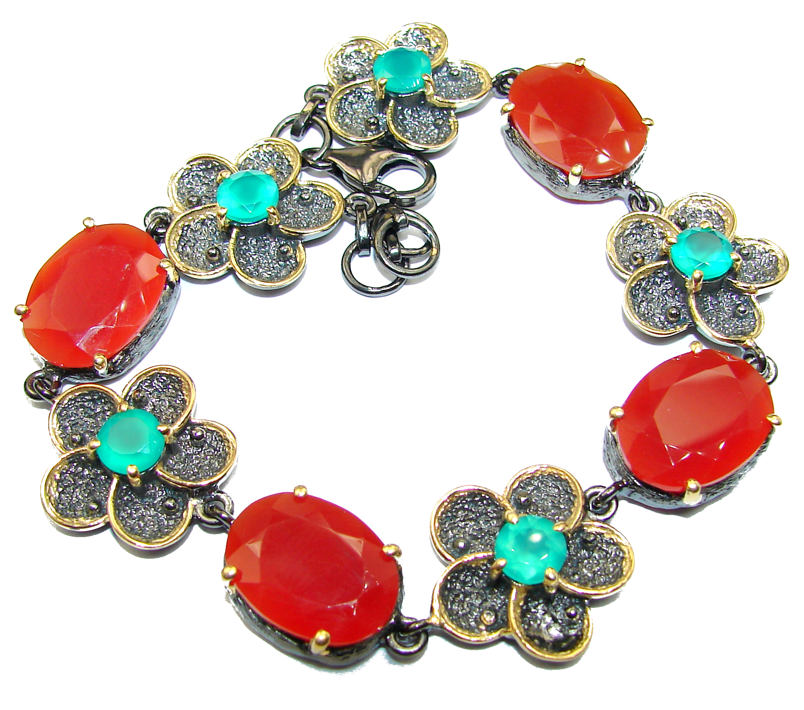 Chunky Natural Beauty Carnelian .925 Sterling Silver handmade Bracelet