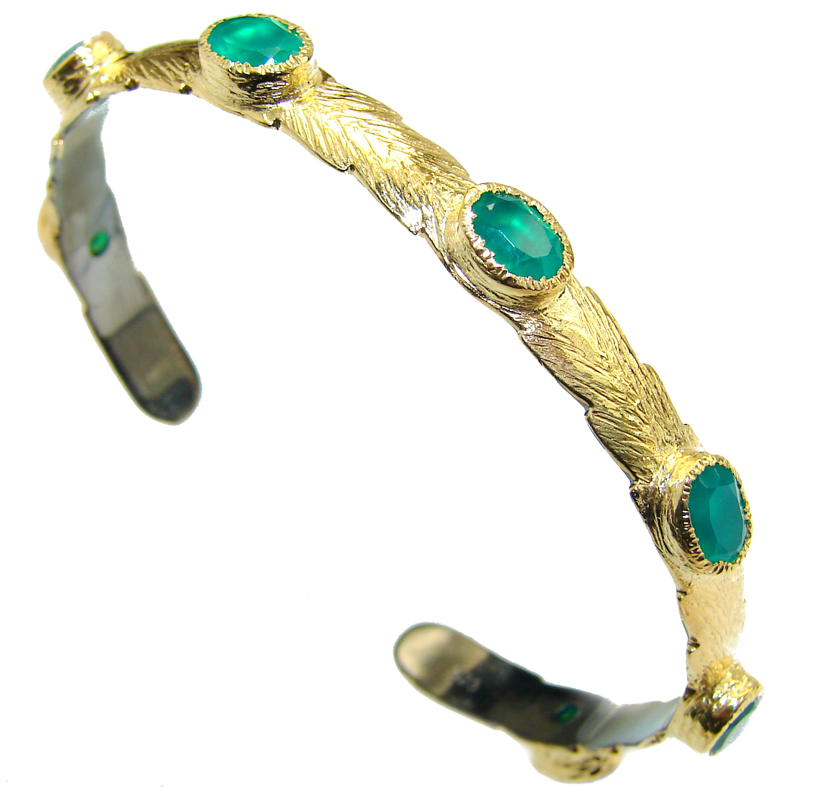 Emerald 14k Gold over .925 Sterling Silver handcrafted Bracelet