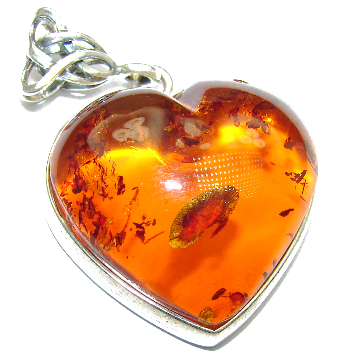 Angel's Heart amazing quality Amber .925 Sterling Silver handmade pendant