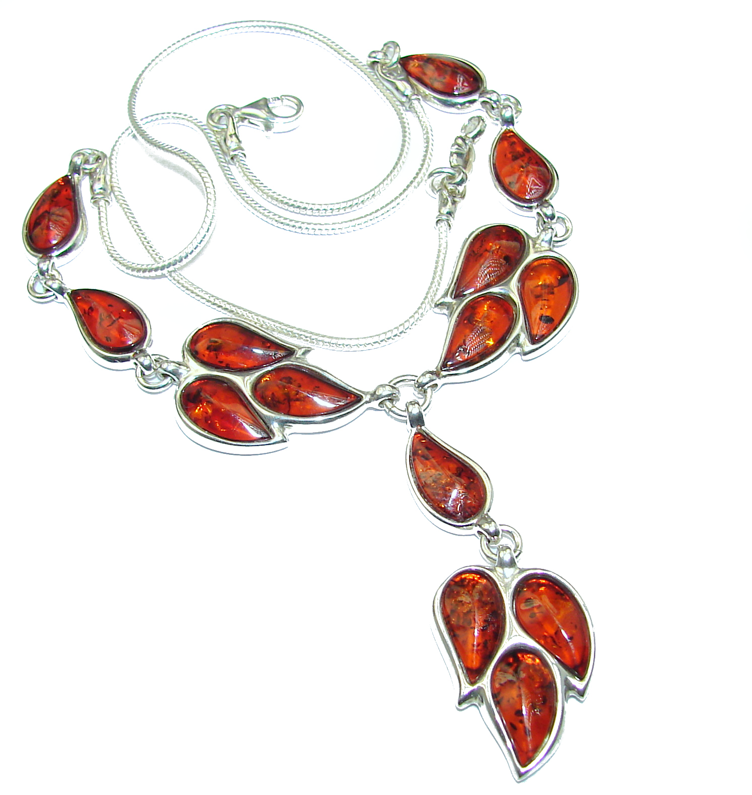 Natural Beauty Cognac Polish Amber .925 Sterling Silver handmade necklace