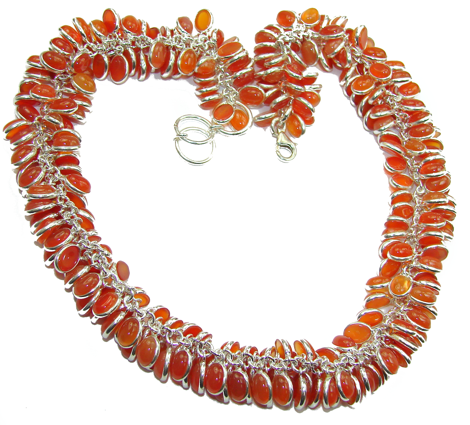 Aura Of Beauty Genuine Carnelian Agate .925 Sterling Silver handmade CHA-CHA necklace