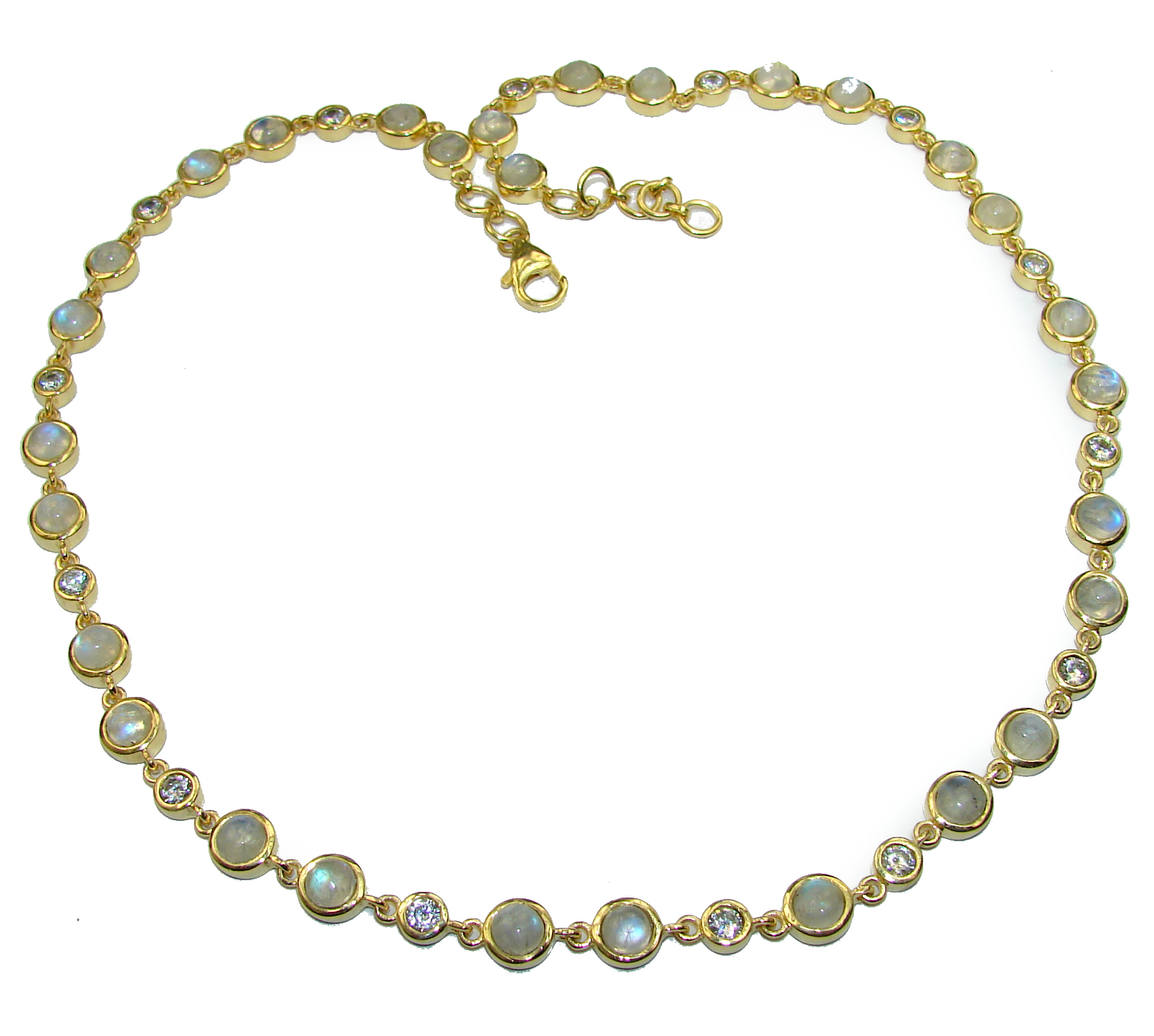 Great Masterpiece genuine Moonstone 14K Gold over .925 Sterling Silver handmade necklace