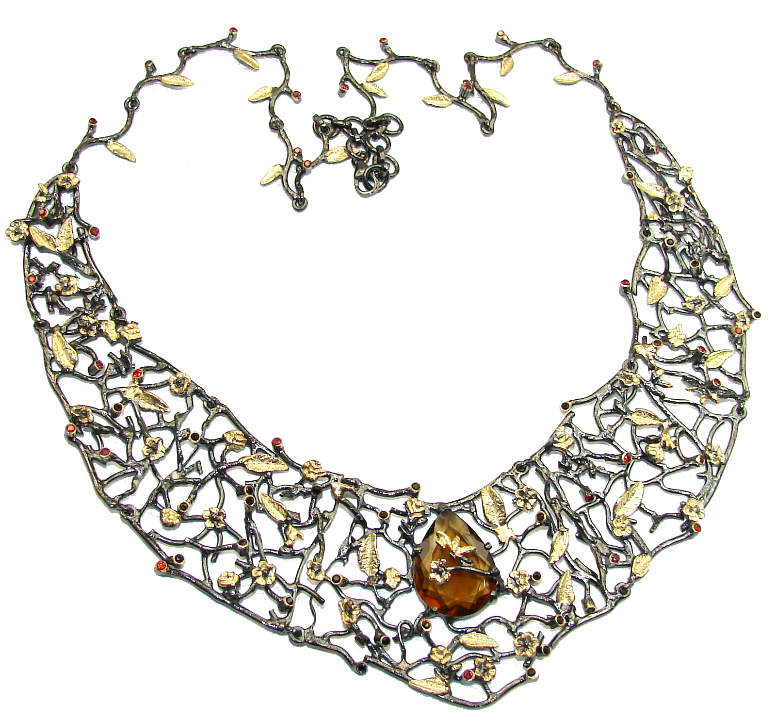 Incredible Design Champagne Smoky Topaz .925 Sterling Silver handmade necklace