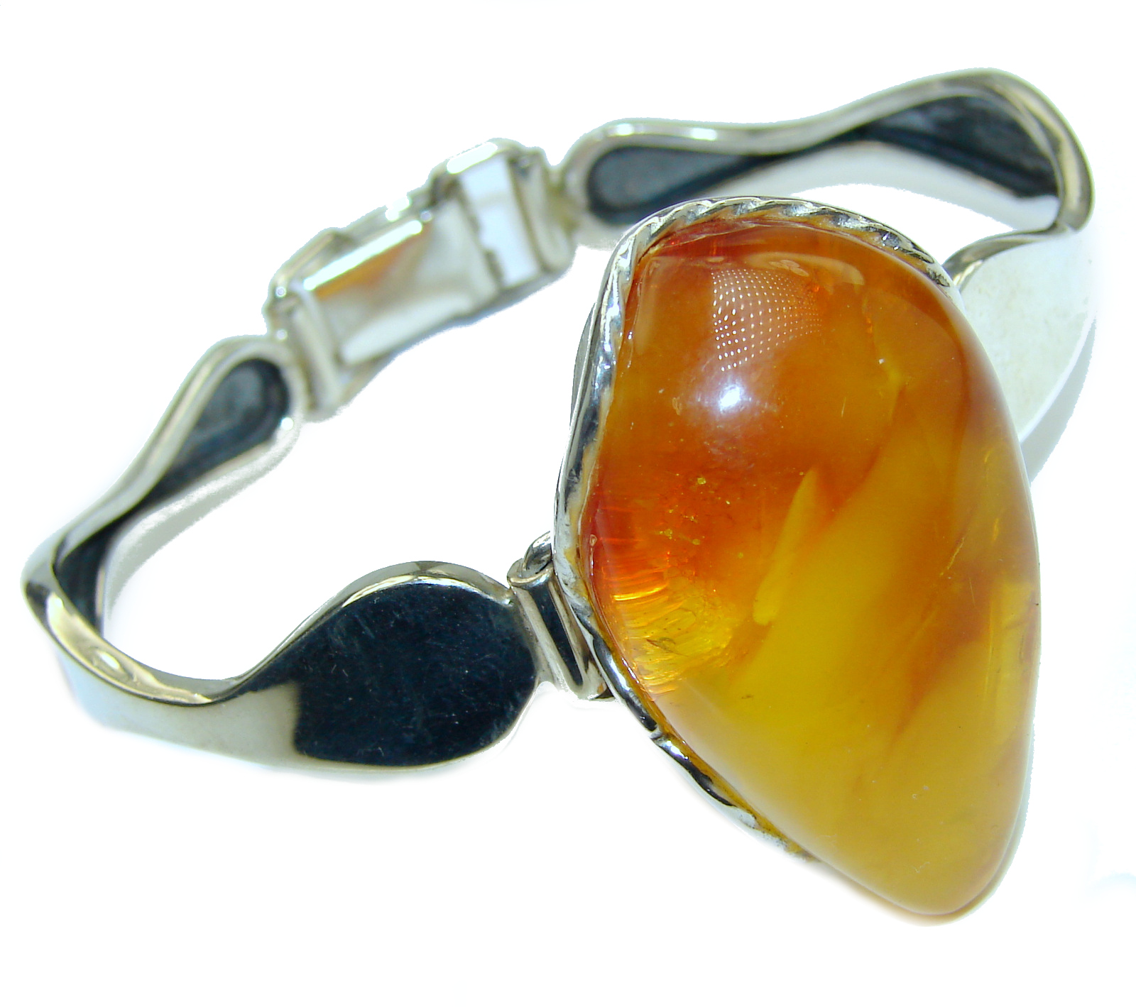 Vintage Design Genuine Baltic Amber .925 Sterling Silver handamde Bracelet