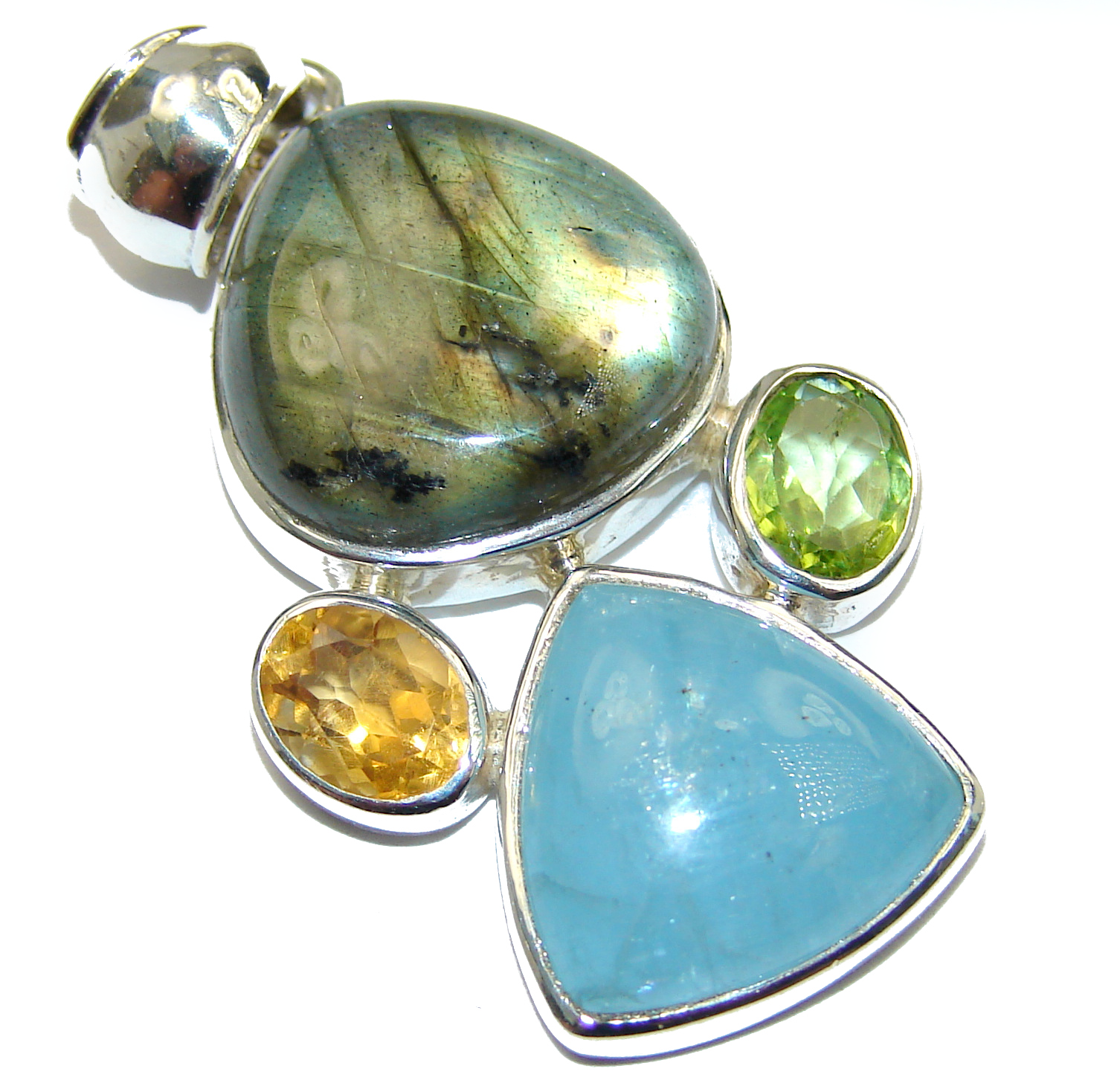 Perfect Quality Fire Labradorite .925 Sterling Silver handmade Pendant