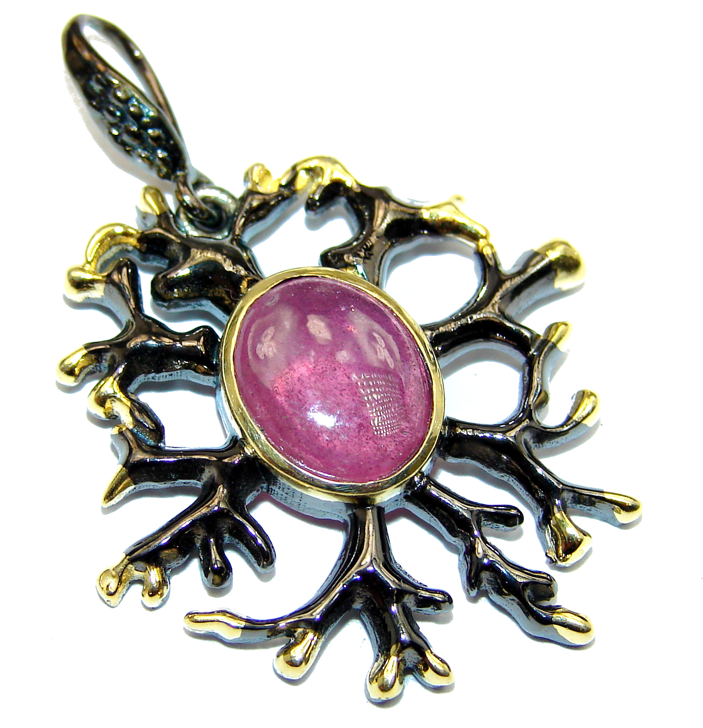 Vintage Style Ruby 14k Gold over .925 Sterling Silver handmade Pendant