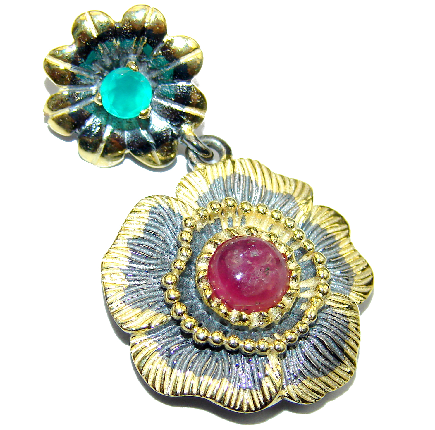 Vintage Style genuine Ruby .925 Sterling Silver handmade Pendant