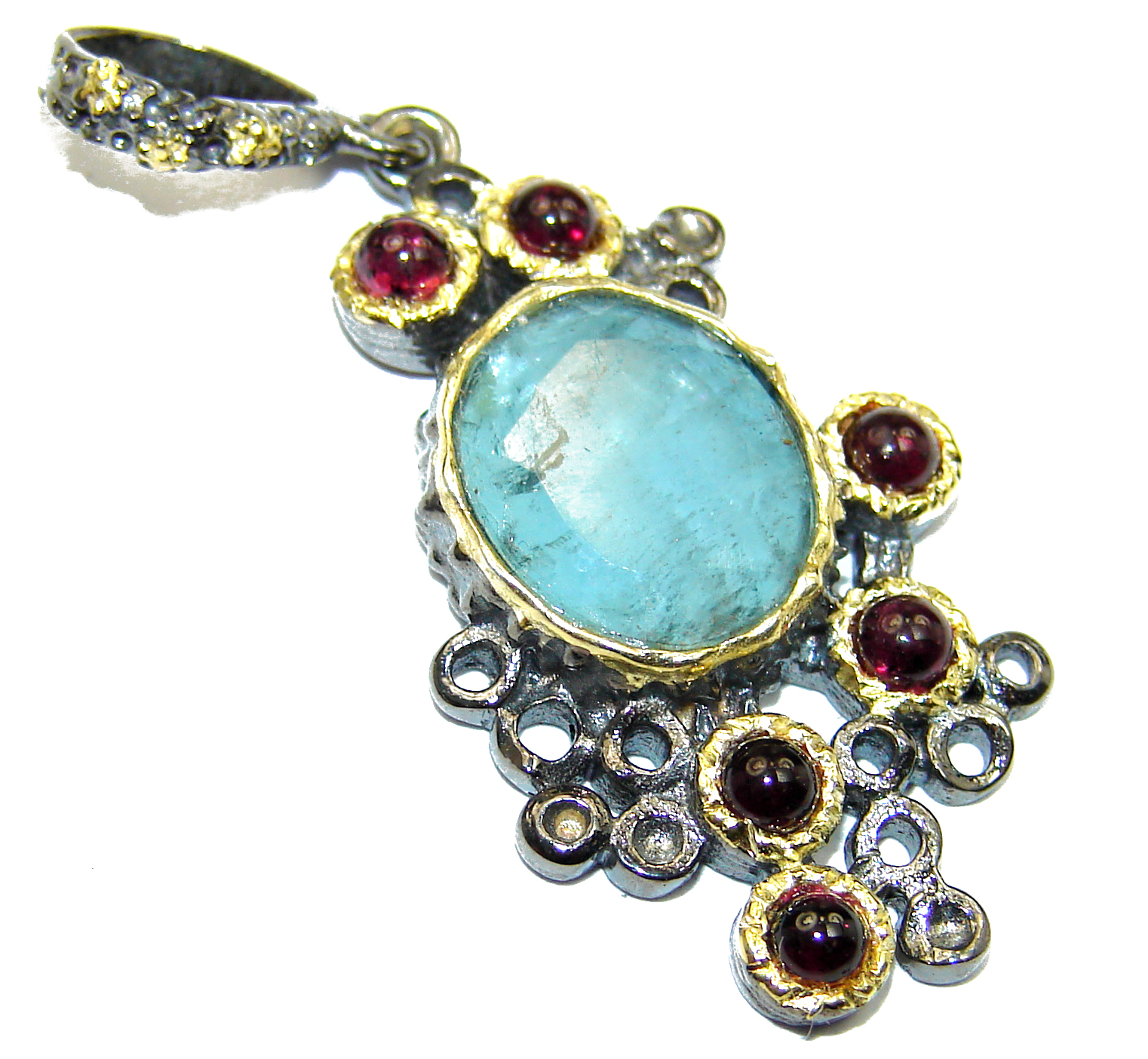 Genuine 18.5 ct Aquamarine .925 Sterling Silver handmade Pendant