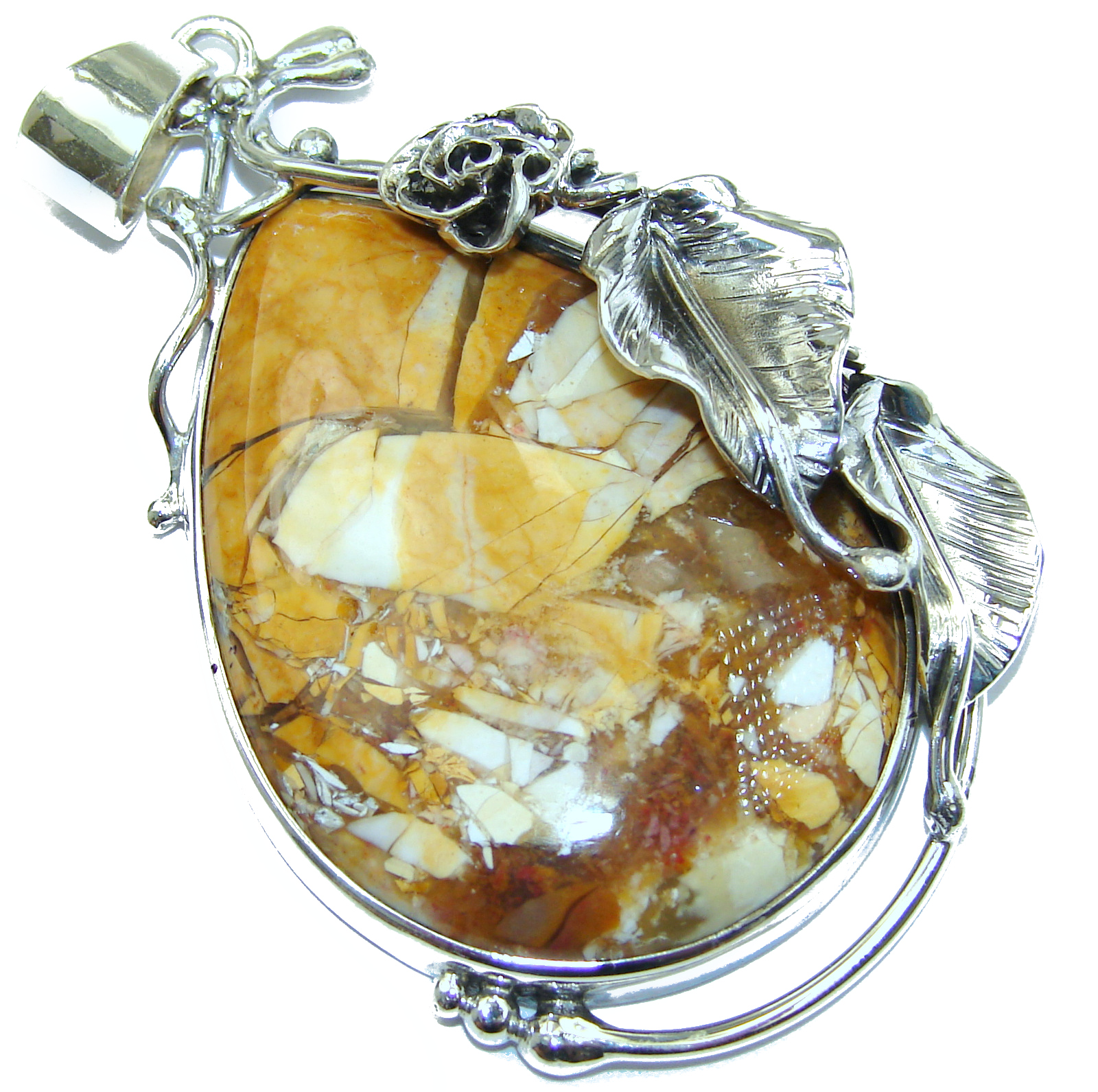 Australian Bracciated Mookaite Jasper .925 Sterling Silver handcrafted pendant