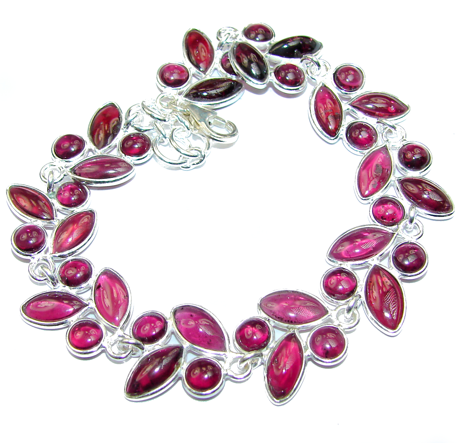 Spectacular Genuine Garnet .925 Sterling Silver handcrafted Bracelet