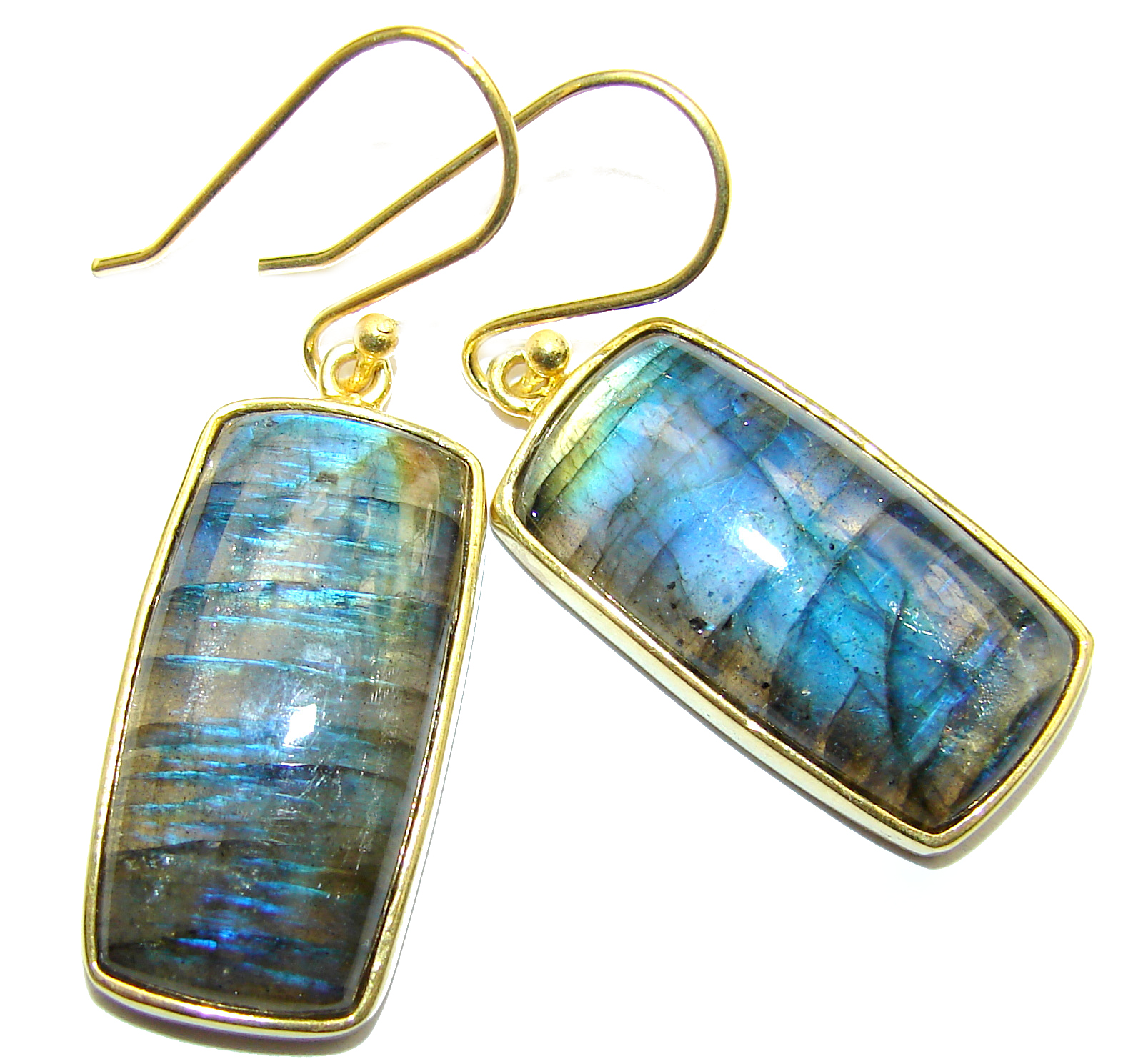 Perfect Labradorite 14K Gold over .925 Sterling Silver handmade earrings