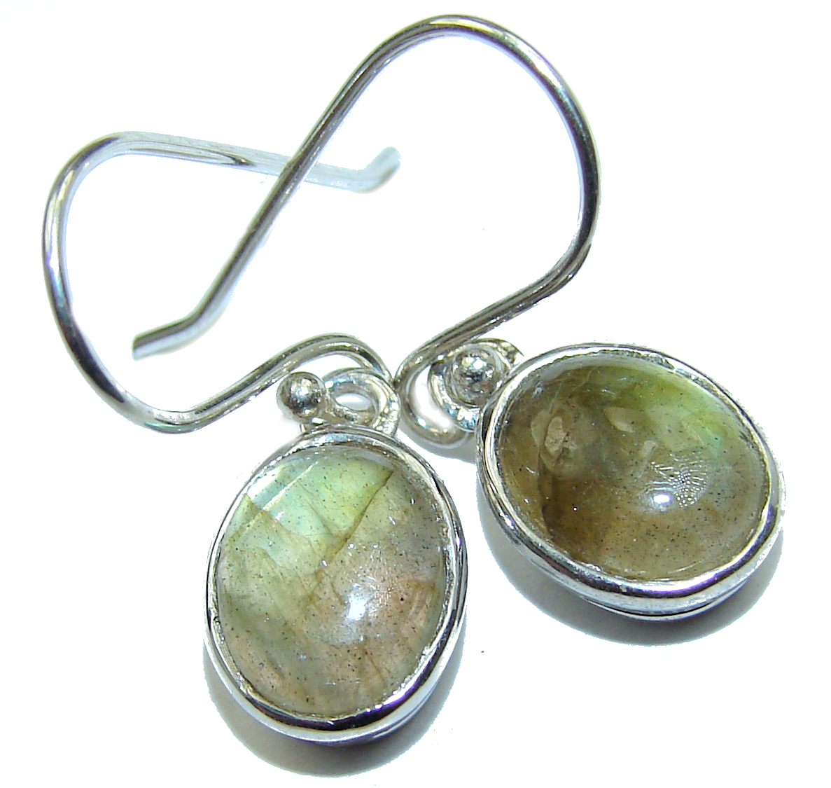 Perfect Labradorite 14K Gold over .925 Sterling Silver handmade earrings