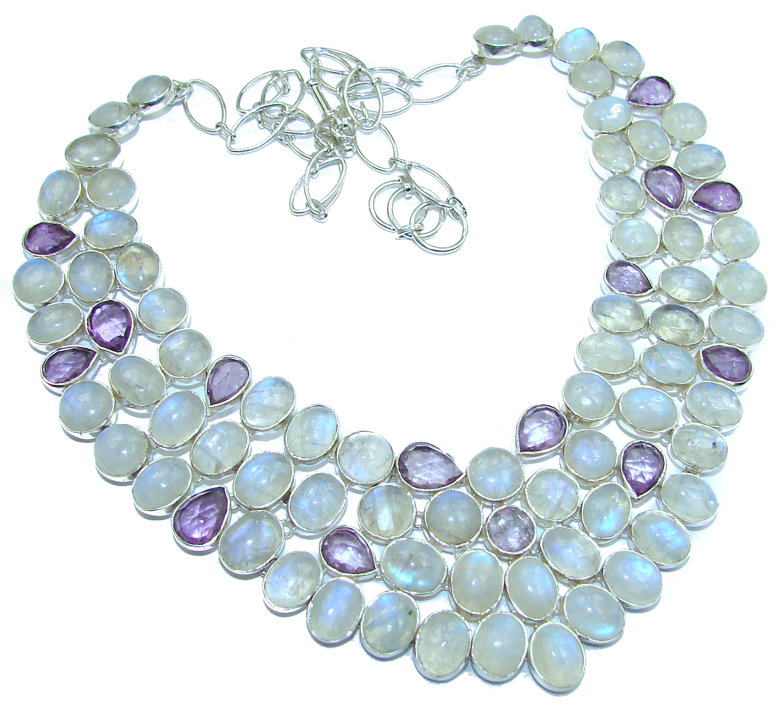 Drops of the Rain genuine Moonstone .925 Sterling Silver handcrafted necklace