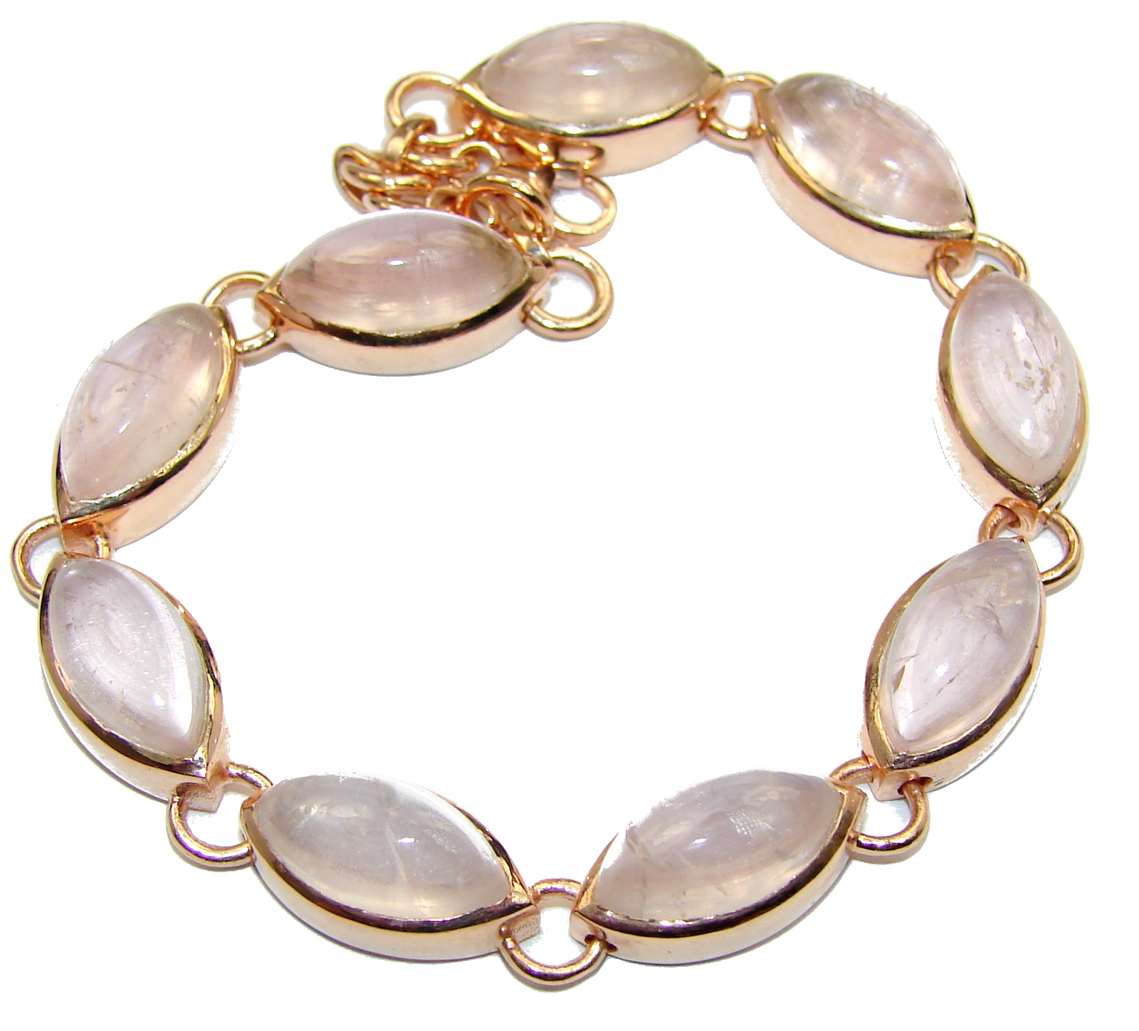 Natural Rose Quartz 14K Gold over .925 Sterling Silver handmade Bracelet