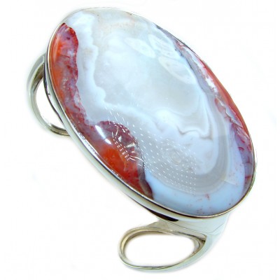Moma Style Excellent quality Maligano Jasper .925 Sterling Silver Bracelet / Cuff