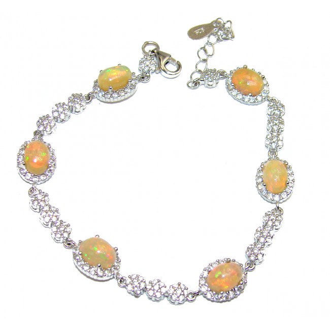 Precious authentic Ethiopian Opal 14K White Gold over .925 Sterling Silver Bracelet