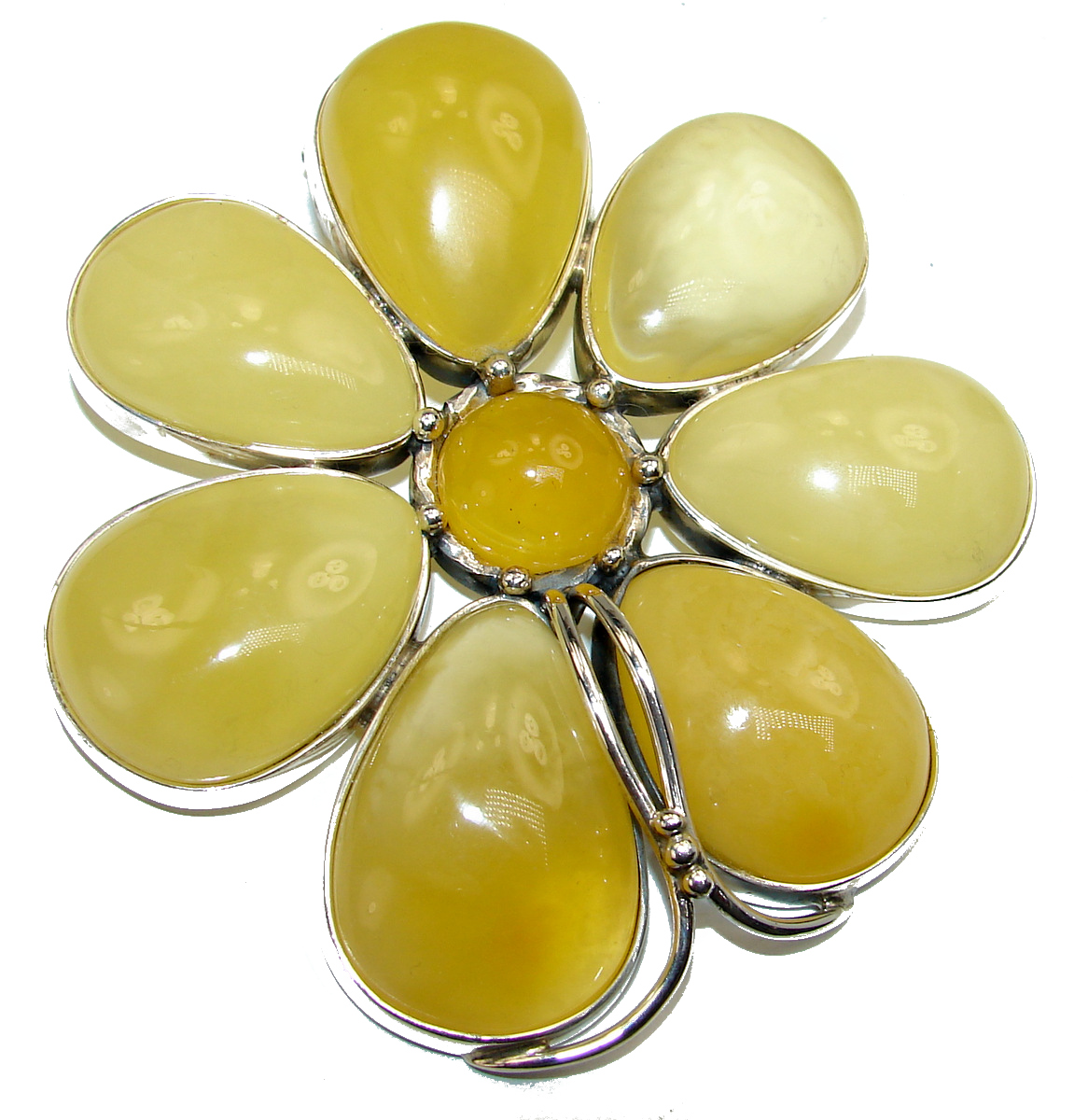 Incredible 55.2 grams Beauty Butterscotch  Natural Baltic Amber  .925 Sterling Silver handmade LARGE Pendant