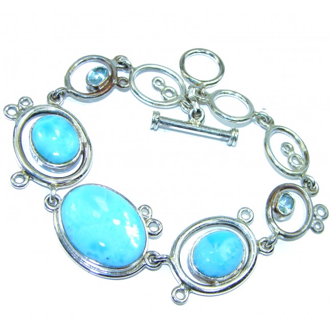 One of the kind authentic Larimar .925 Sterling Silver handmade Bracelet