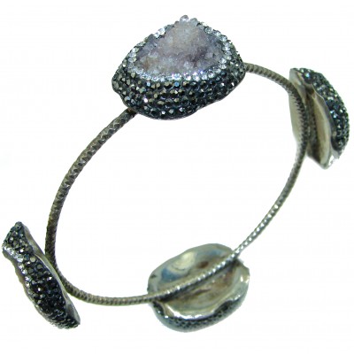 Large Agate Druzy handcrafted .925 Sterling Silver Bracelet