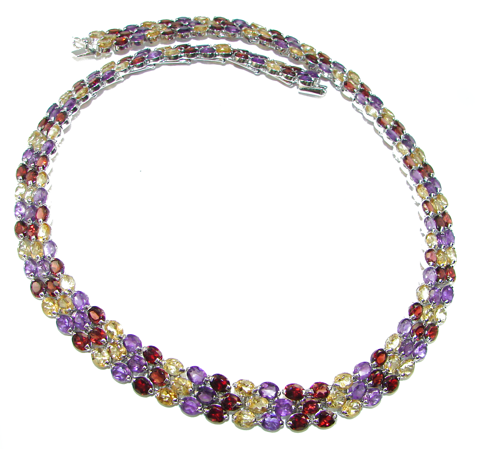 Fields Of Summer Natural Multigem .925  Sterling Silver Necklace