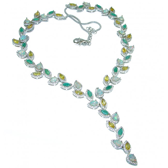 Real Masterpiece Natural Ethiopian Opal .925 Sterling Silver handcrafted Necklace
