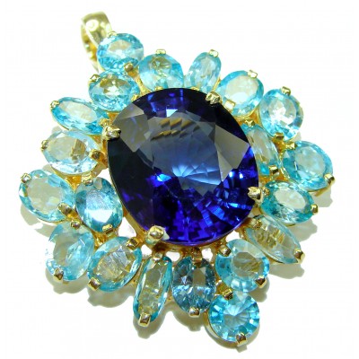 Pure Perfection London Blue Topaz 14K Gold over .925 Sterling Silver handmade Pendant