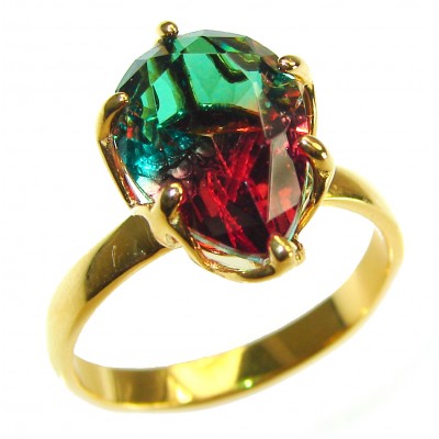 Brazilian Tourmaline 18K Gold over .925 Sterling Silver Perfectly handcrafted Ring s. 9 1/4