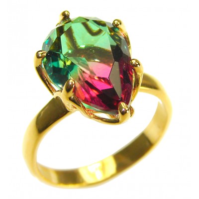 Brazilian Tourmaline 18K Gold over .925 Sterling Silver Perfectly handcrafted Ring s. 6 3/4