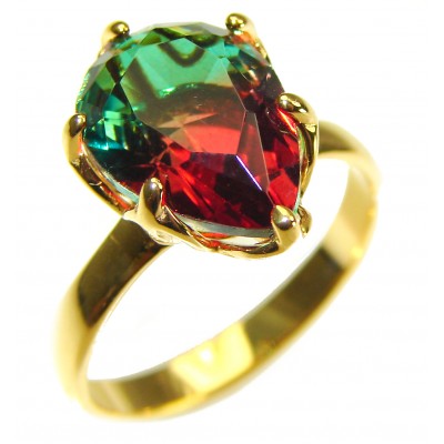 Brazilian Tourmaline 18K Gold over .925 Sterling Silver Perfectly handcrafted Ring s. 8 1/4