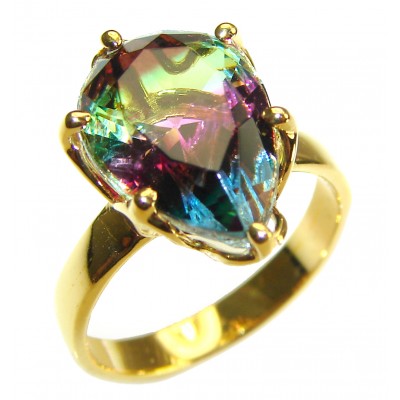 Brazilian Tourmaline 18K Gold over .925 Sterling Silver Perfectly handcrafted Ring s. 7 1/2