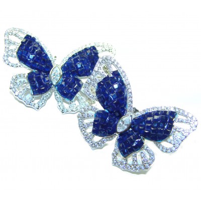 Magnificent Jewel Sapphire Butterflies .925 Sterling Silver handcrafted incredible earrings