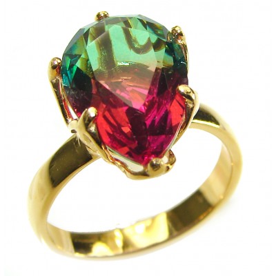 Brazilian Tourmaline 18K Gold over .925 Sterling Silver Perfectly handcrafted Ring s. 6