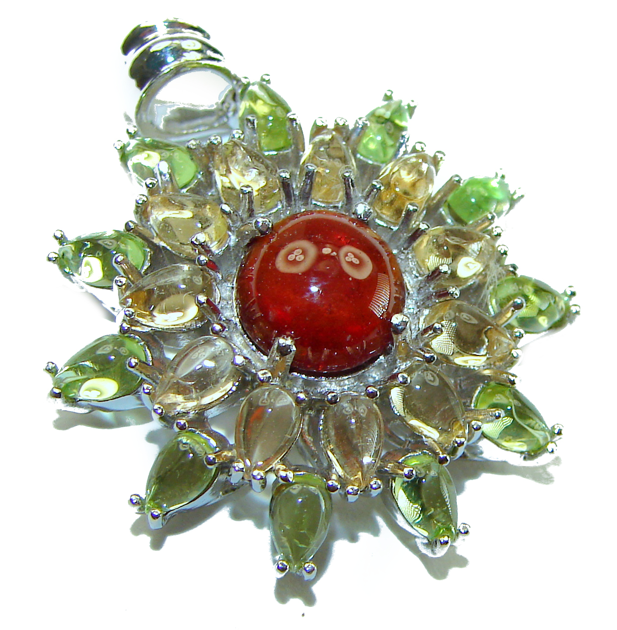 Carmen authentic 4.5 carat Garnet .925 Sterling Silver  handcrafted pendant