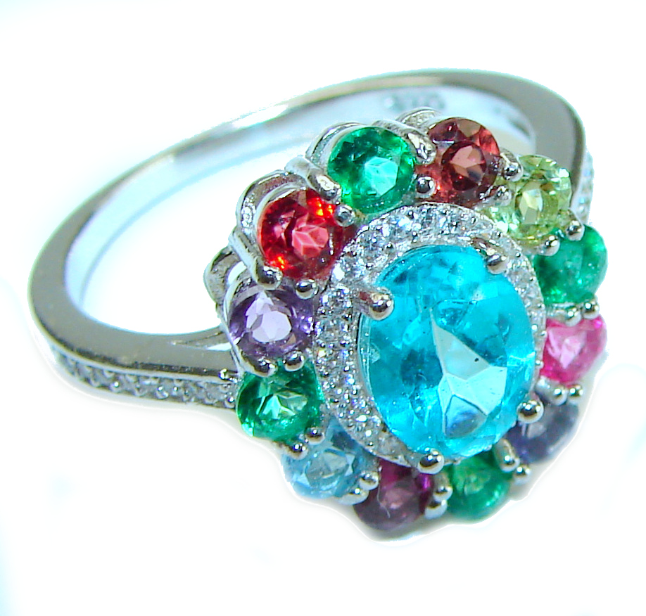Purity 4.94carat Swiss Blue Topaz .925 Sterling Silver handmade  Ring size 8 1/4
