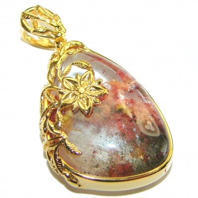 Incredible authentic Phantom Quartz 18K Gold over .925 Sterling Silver handmade pendant