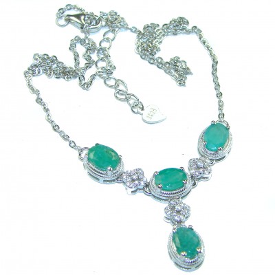 Vintage style Timless Treasure 10.5 carat Colombian Emerald .925 Sterling Silver handcrafted necklace