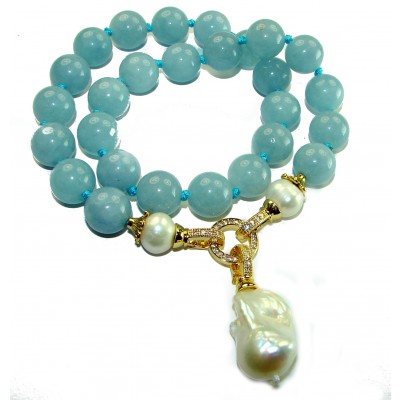 Ocean Breeze authentic Aquamarine 14k Gold over .925 Sterling Silver handcrafted necklace