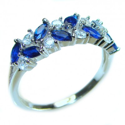 2.5 carat Sapphire .925 Sterling Silver handcrafted ring; s. 6