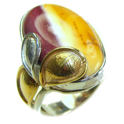 Australian Mookaite .925 Sterling Silver Ring size 7 adjustable