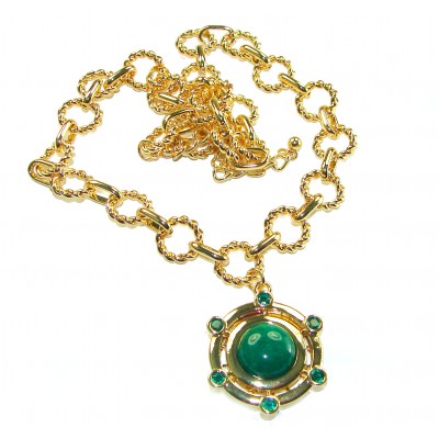 Precious genuine Jade 14K Gold over .925 Sterling Silver handcrafted Necklace