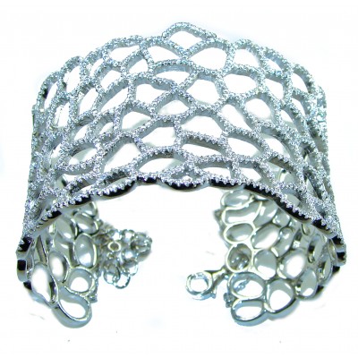 A Million Stars 33.8 carat White Sapphire .925 Sterling Silver Bracelet / Cuff