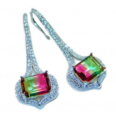 9.5 carat Watermelon Tourmaline .925 Sterling Silver Handcrafted Earrings