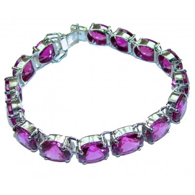 Giovanna - 135.2 carat Fuchsia Pink Sapphire .925 Sterling Silver handmade Bracelet