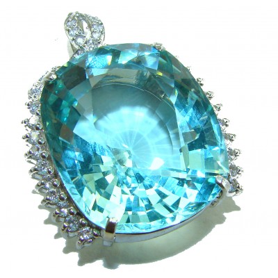 Eau Pure authentic 116.5 carat Aquamarine .925 Sterling Silver Handcrafted pendant