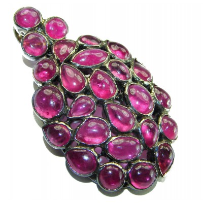 Genuine 55.2 CARAT Kashmir Ruby black rhodium over .925 Sterling Silver handcrafted Pendant brooch